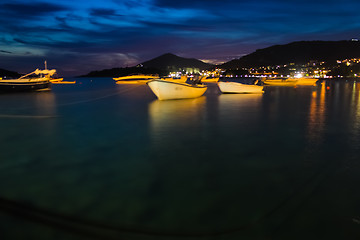 Image showing Montenegro, Rafailovici. Sunset view on sea beach