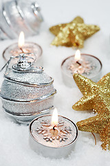 Image showing Christmas still life on the snow