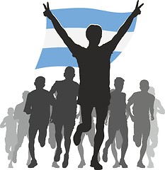 Image showing Athlete with the Argentina flag