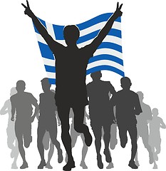 Image showing Athlete with the Greece flag