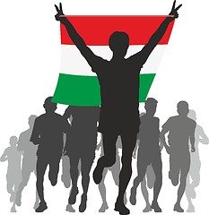 Image showing Athlete with the Hungary flag