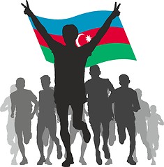 Image showing Winner With The  Azerbaijan Flag At The Finish