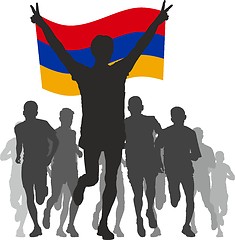 Image showing Winner With The Armenia Flag At The Finish