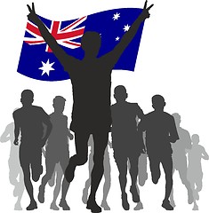 Image showing Winner With The Australia Flag At The Finish