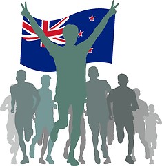 Image showing Winner With The New Zealand Flag At The Finish