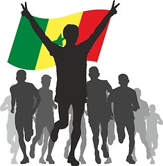 Image showing Winner with the Senegal flag at the finish