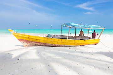 Image showing White tropical sandy beach on Zanzibar.