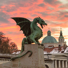 Image showing Dragon bridge, Ljubljana, Slovenia, Europe.