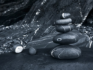 Image showing Abstract background with round peeble stones