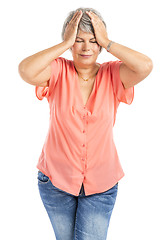 Image showing Old woman with a headache