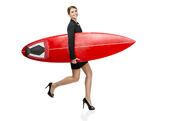 Image showing Businesswoman going to surf