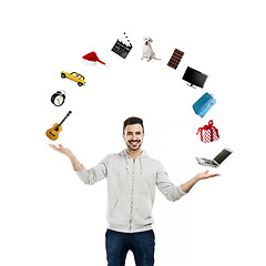 Image showing Happy man making a presentation