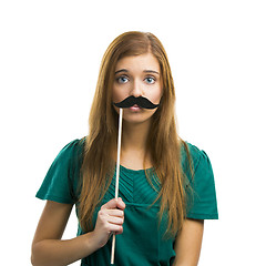 Image showing Girl with Mustache 