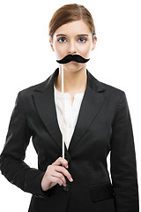 Image showing Beautiful woman with a moustache