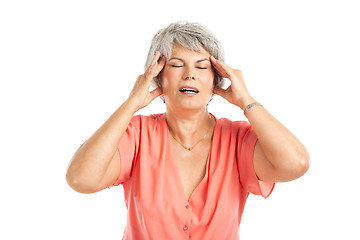 Image showing Old woman with a headache