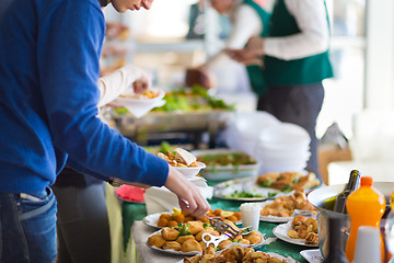 Image showing Banquet lunch break at conference meeting.