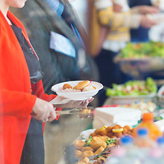 Image showing Banquet lunch break at conference meeting.