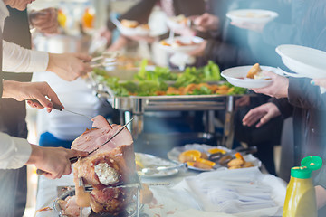 Image showing Banquet lunch break at conference meeting.