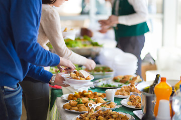 Image showing Banquet lunch break at conference meeting.