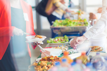 Image showing Banquet lunch break at conference meeting.