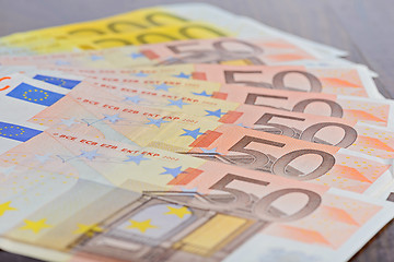 Image showing Close-up of Euro banknotes on the table