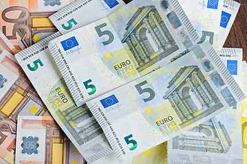 Image showing Close-up of Euro banknotes