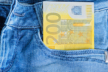 Image showing 200 Euro in a jeans pocket