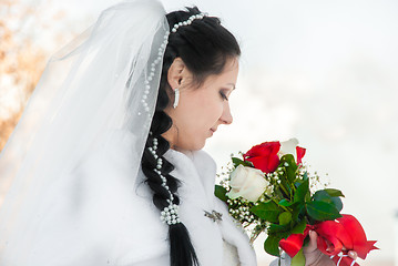 Image showing wedding bridal veil and flowers