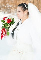 Image showing wedding dress and flowers veil