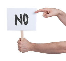 Image showing Hand holding sign, isolated on white