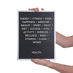 Image showing Health concept in plastic letters on very old menu board