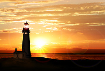 Image showing Lighthouse at sunset