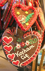 Image showing Heart shaped christmas gingerbread  