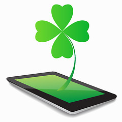 Image showing leaf clover whit tablet computer