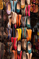 Image showing Moroccan colourful leather shoes