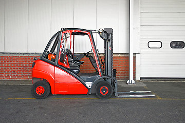 Image showing Red forklifter