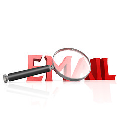 Image showing Magnifying glass with red email word