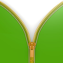 Image showing Isolated green zipper