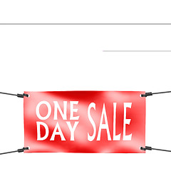 Image showing Banner one day sale with four ropes on the corner