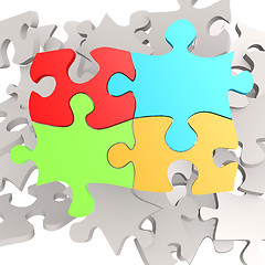 Image showing Puzzle jigsaw four color