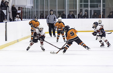 Image showing Game between children ice-hockey teams