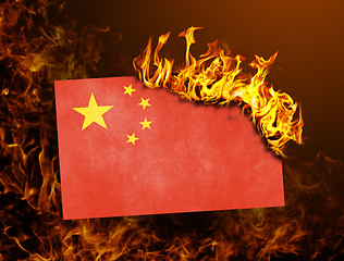 Image showing Flag burning - China