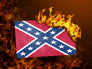 Image showing Flag burning - Confederate flag