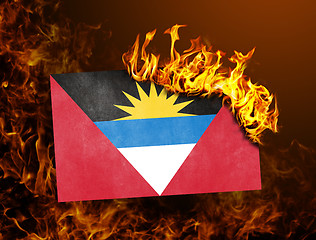 Image showing Flag burning - Antigua and Barbuda