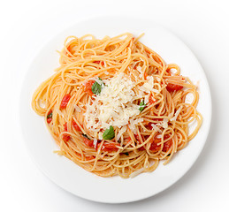 Image showing Spaghetti al pomodoro from above