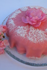 Image showing Gateau with pink marzipan