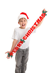 Image showing Child with Merry Christrmas