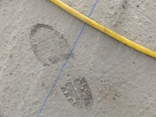 Image showing Footprint in wet concrete