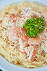 Image showing Pasta with shrimp