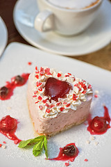 Image showing heart-shaped valentine cake